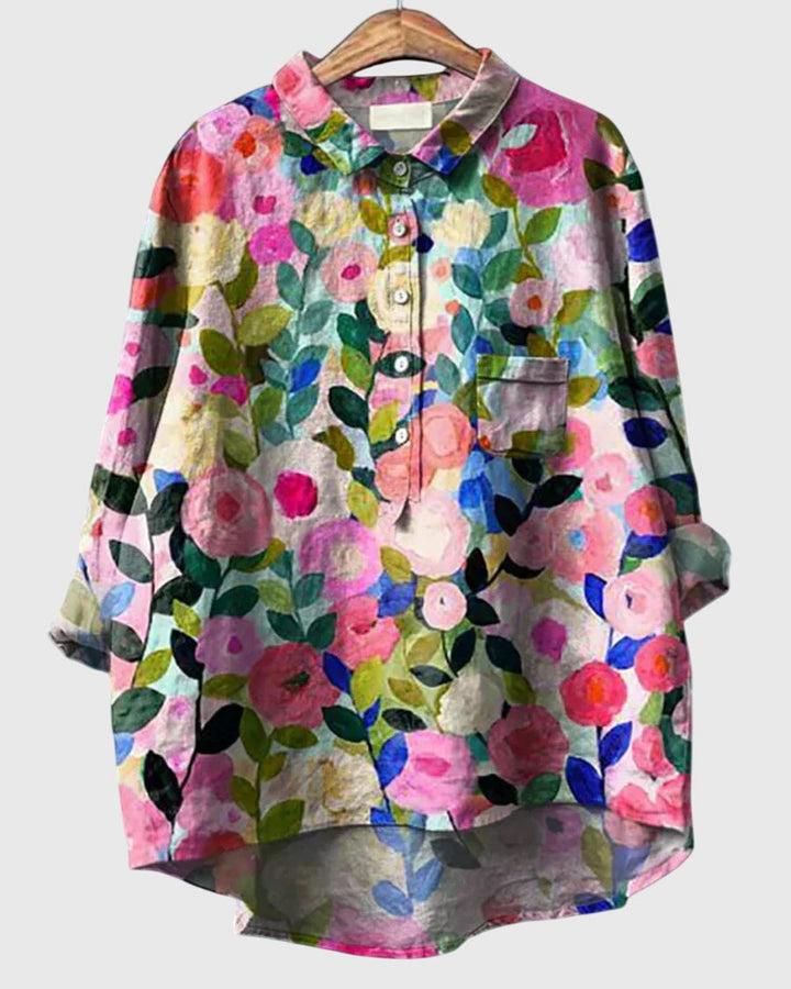 Winona | Floral Print Collared Button-Up Blouse