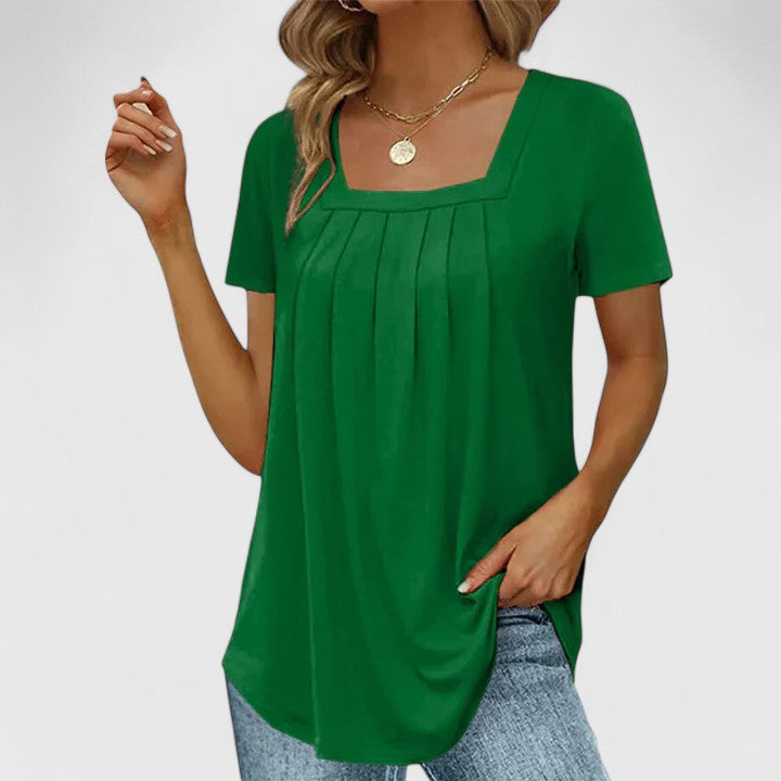 Madison | Square Neck Pleated Blouse