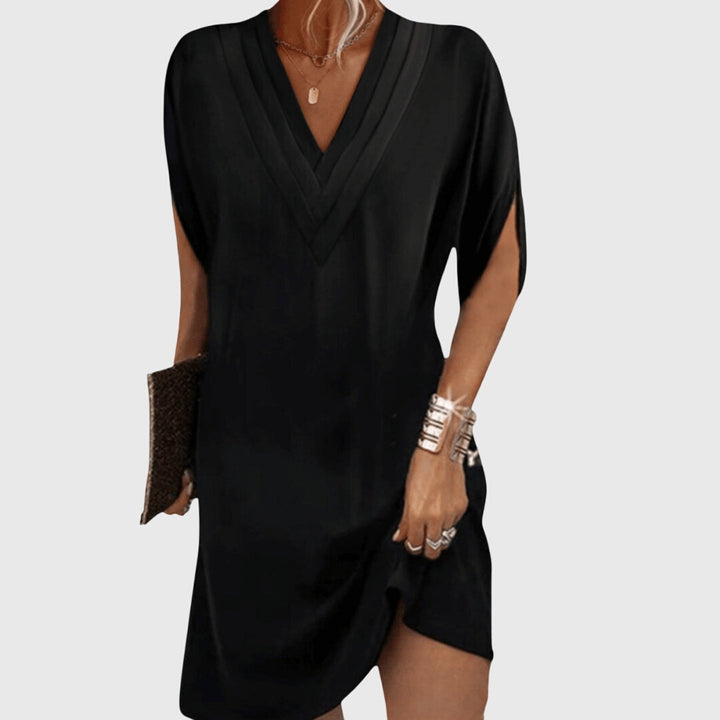 Helaine | V-Neck Shift Dress with Split Sleeves