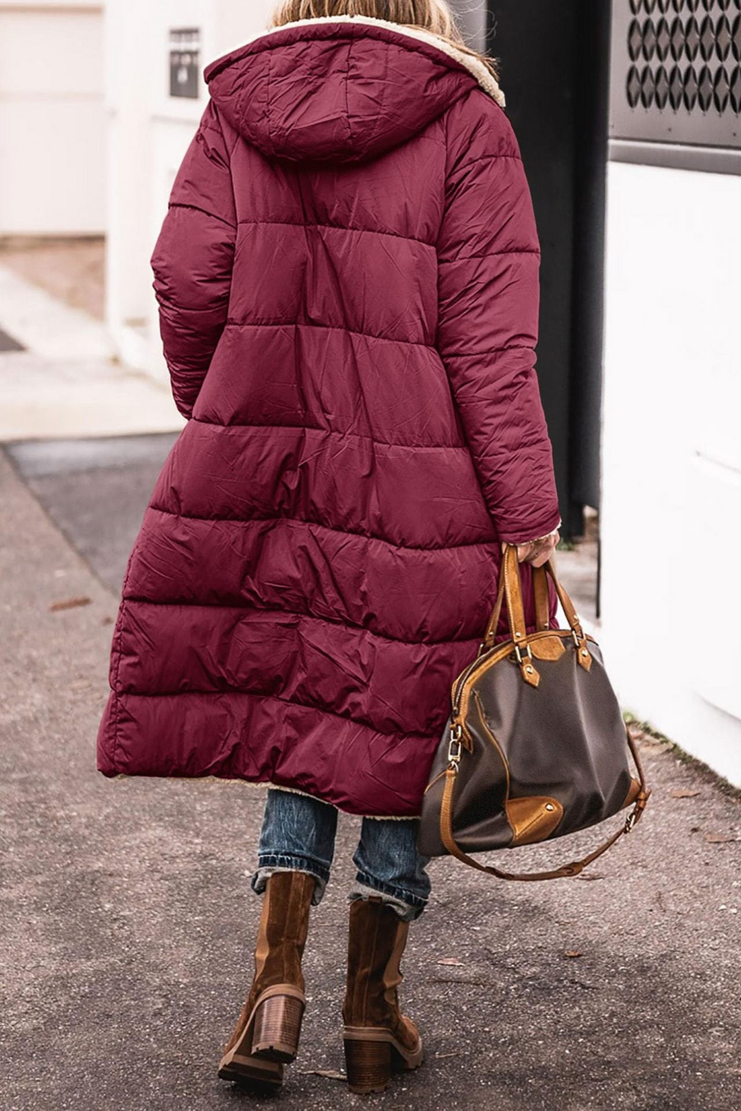 Nadine | Reversible Sherpa Lined Long Puffer Coat