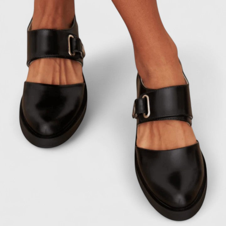 Olalla | Black Wide Strap Mary Jane Shoes