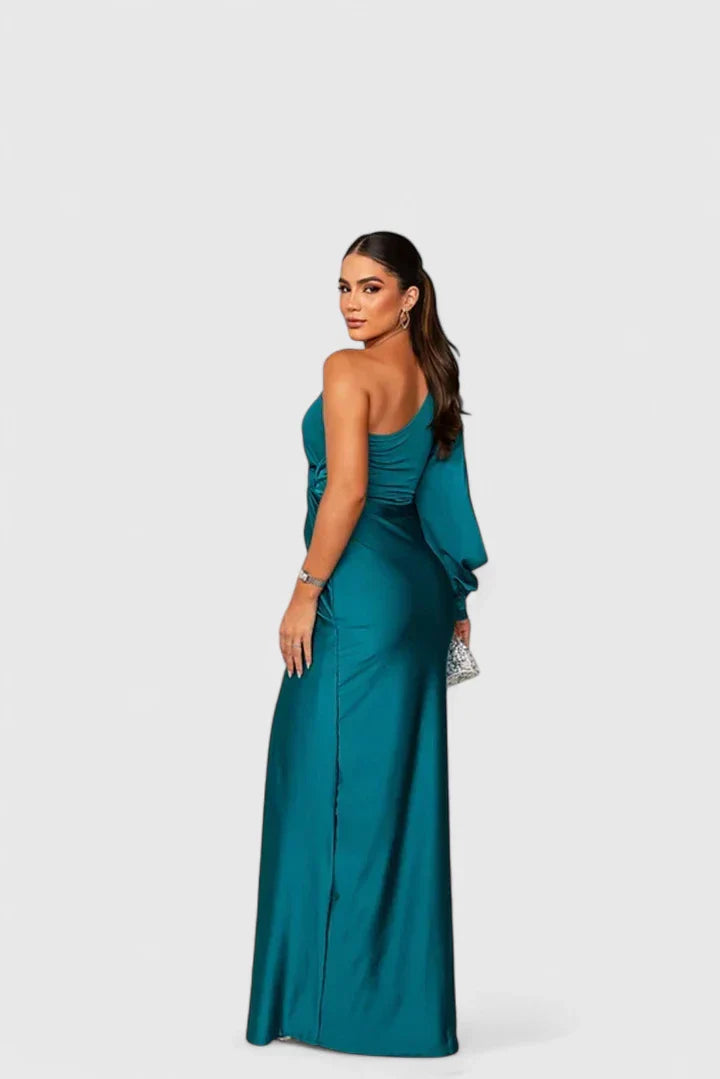 Ottoline | One-Shoulder Satin Maxi Dress with Slit
