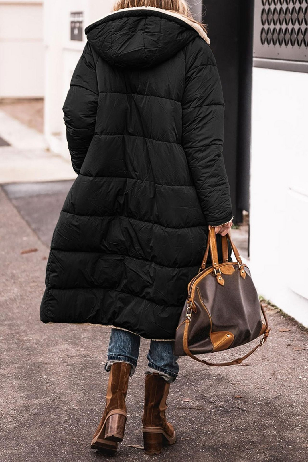 Nadine | Reversible Sherpa Lined Long Puffer Coat