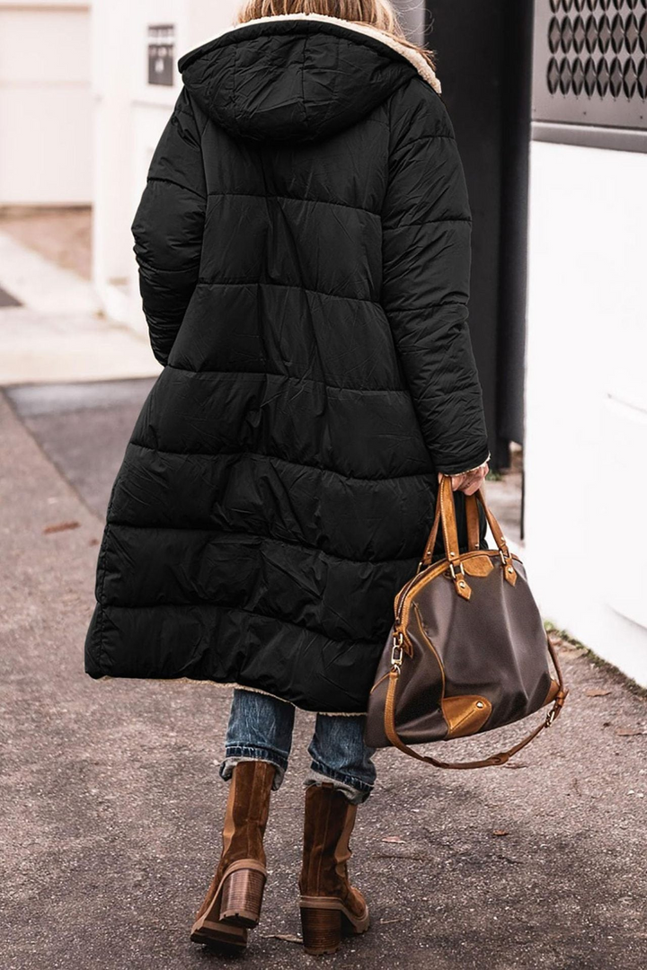 Nadine | Reversible Sherpa Lined Long Puffer Coat