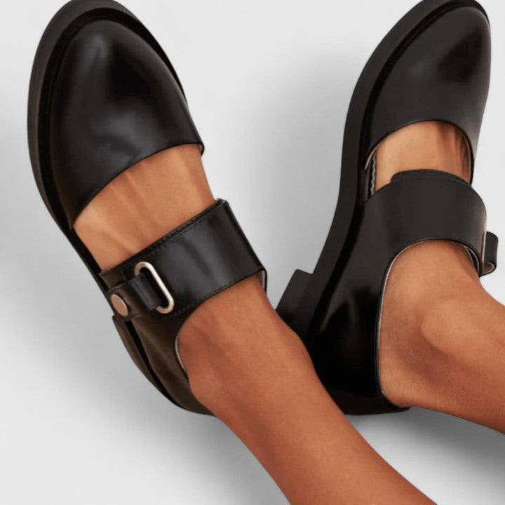 Olalla | Black Wide Strap Mary Jane Shoes