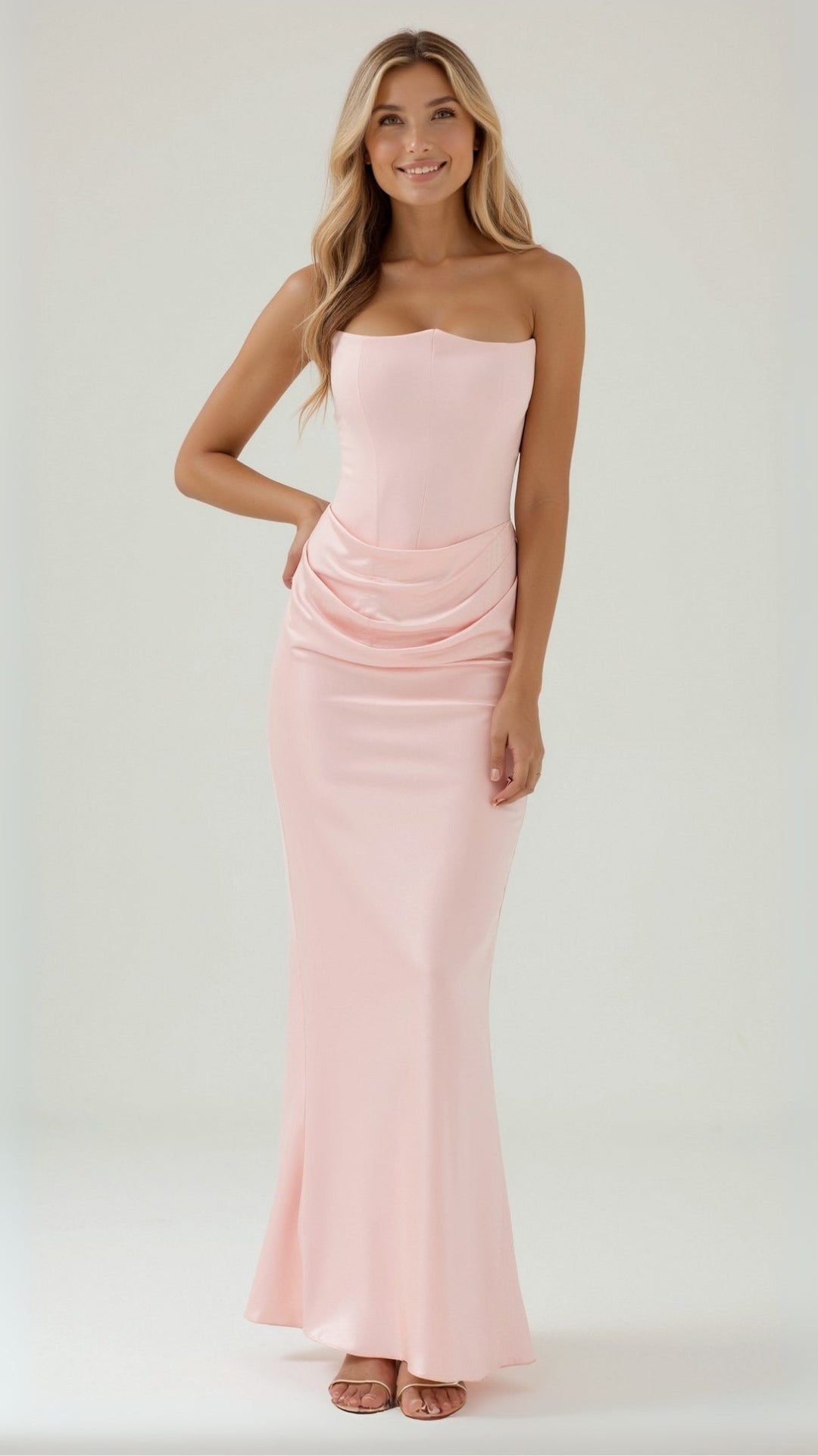 Lyra | Strapless Satin Corset Maxi Dress