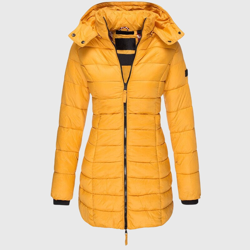 Zeta | Hooded Long Puffer Jacket with Zip