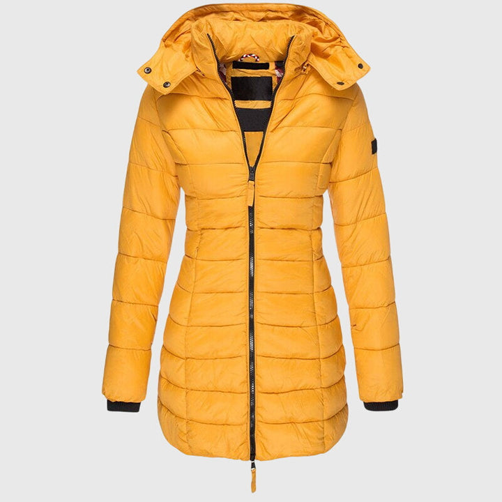 Zeta | Hooded Long Puffer Jacket with Zip