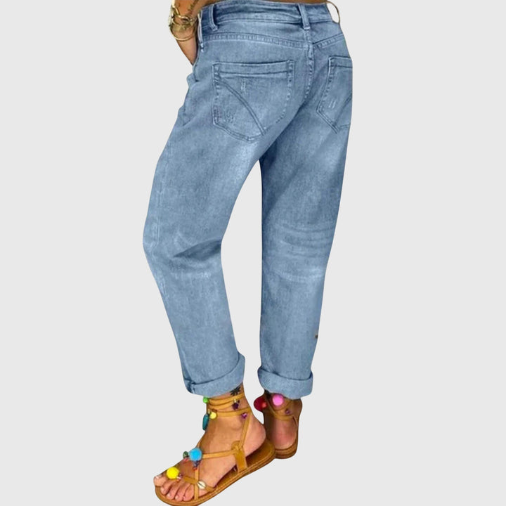 Taylor | Light Blue Distressed Boyfriend Jeans Button-Fly