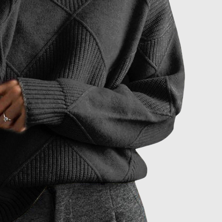 Neve | Geometric Knit Turtleneck Sweater with Long Sleeves