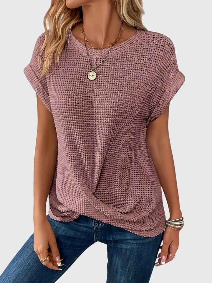 Margo | Waffle Knit Top with Short Sleeves