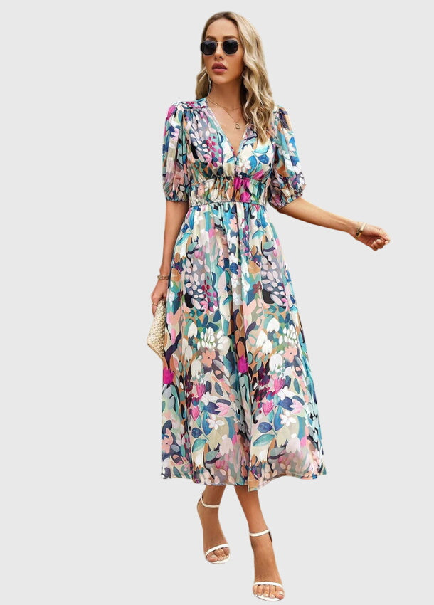Bellina | Floral Empire Waist Midi Dress
