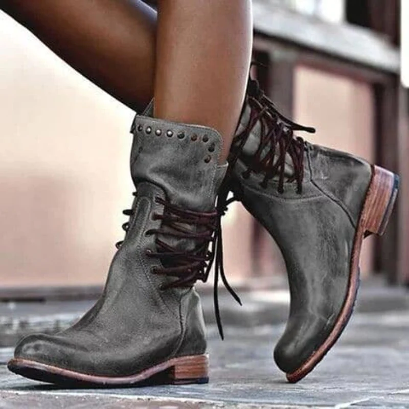 Ayda | Ankle Lace Up Block Boots