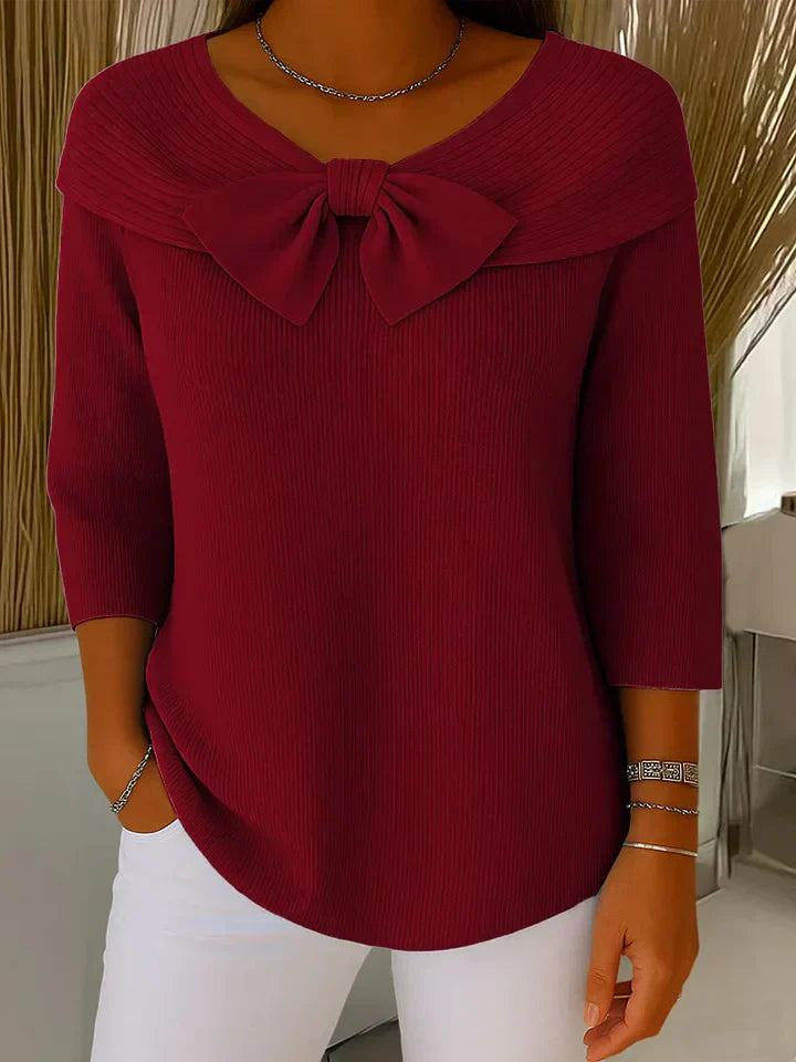 Laurie | Bow Detail Ribbed Knit Sweater