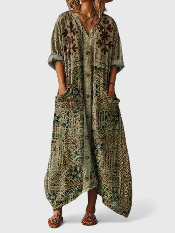 Bellatrixandrina | Bohemian Print Maxi Dress with Pockets