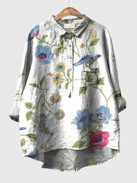 Winona | Floral Print Collared Button-Up Blouse