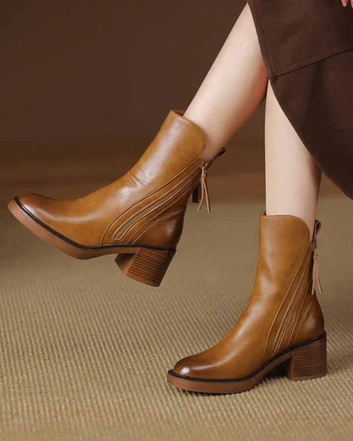 Vera | Ankle Boots Block Heel Side Zip