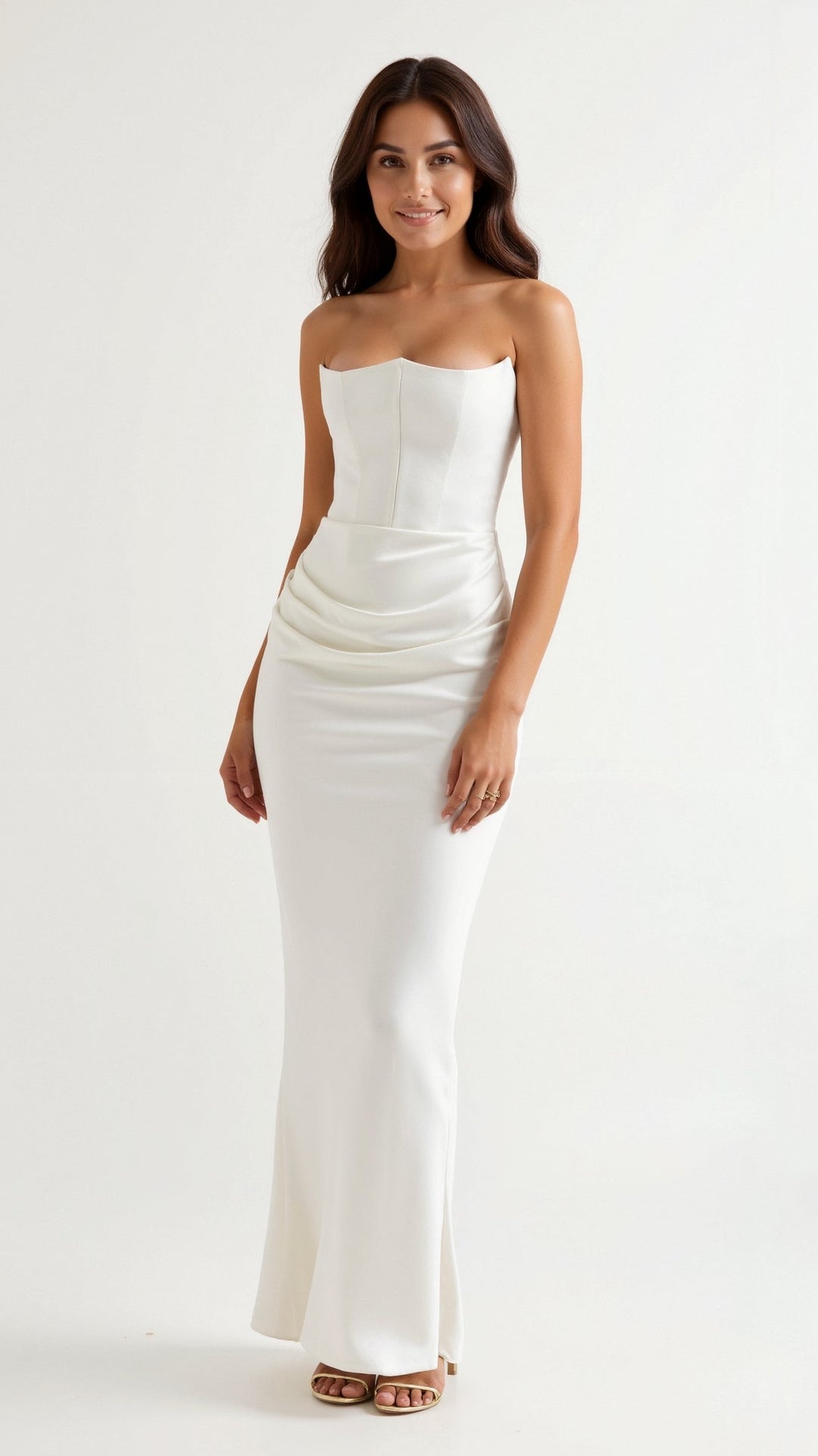 Lyra | Strapless Satin Corset Maxi Dress