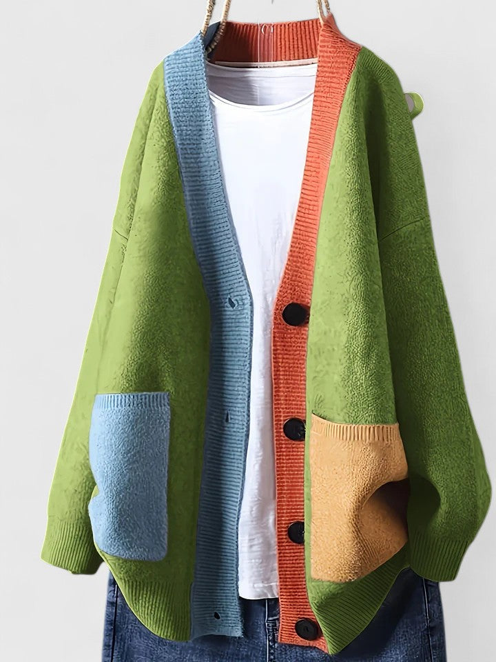 Isabela | Colorblock Oversized Cardigan with Pockets
