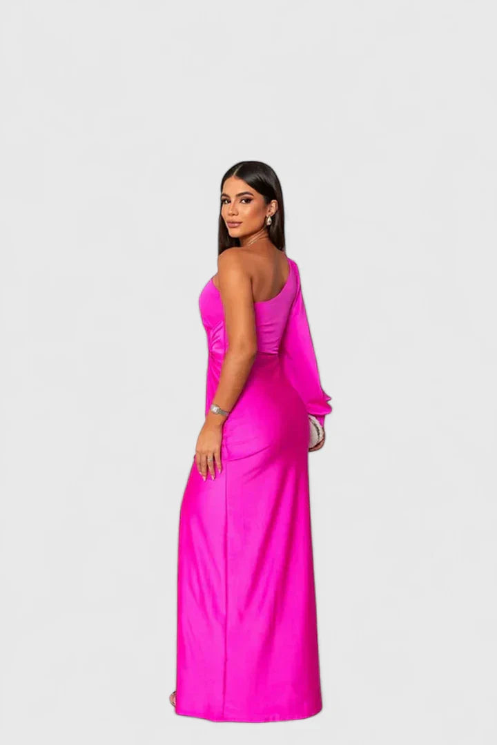 Ottoline | One-Shoulder Satin Maxi Dress with Slit