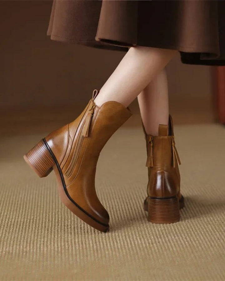 Vera | Ankle Boots Block Heel Side Zip