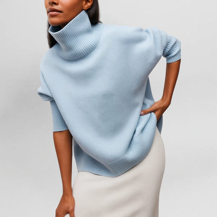 Bea | Short Sleeve Turtleneck Sweater Knit Top