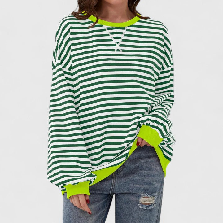 Neda | Striped Oversized Crewneck Pullover Sweater