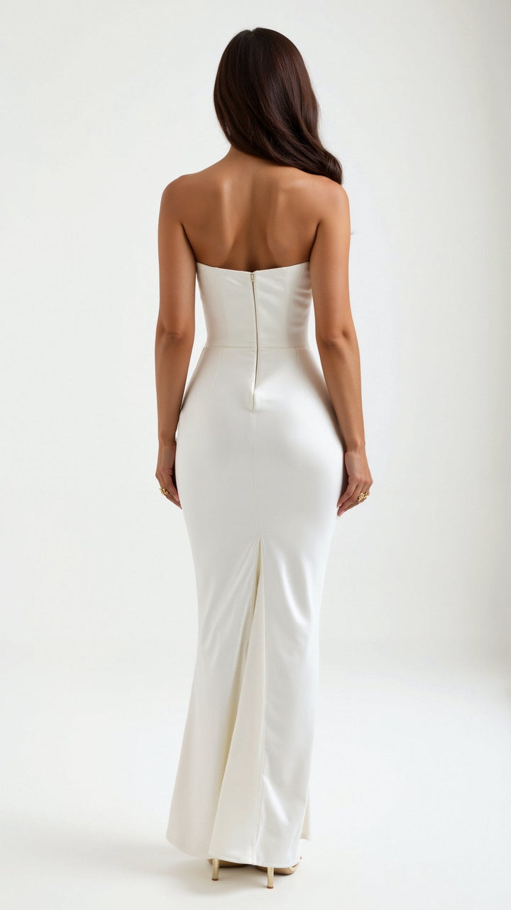 Lyra | Strapless Satin Corset Maxi Dress