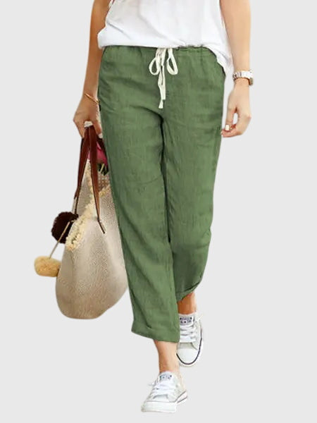 Honor | Drawstring Linen Summer Pants with Tapered Leg
