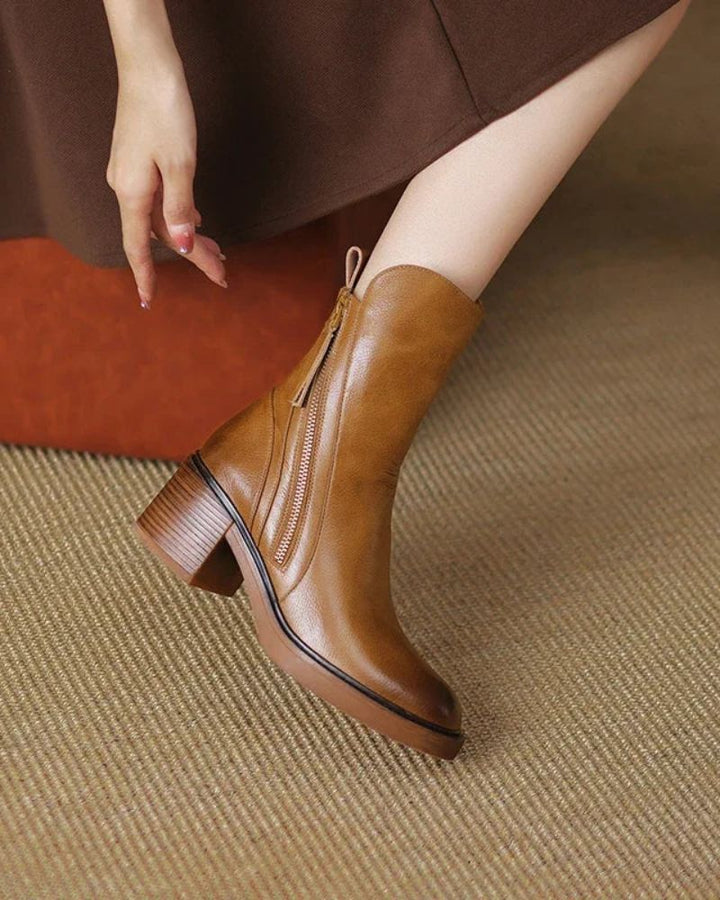 Vera | Ankle Boots Block Heel Side Zip