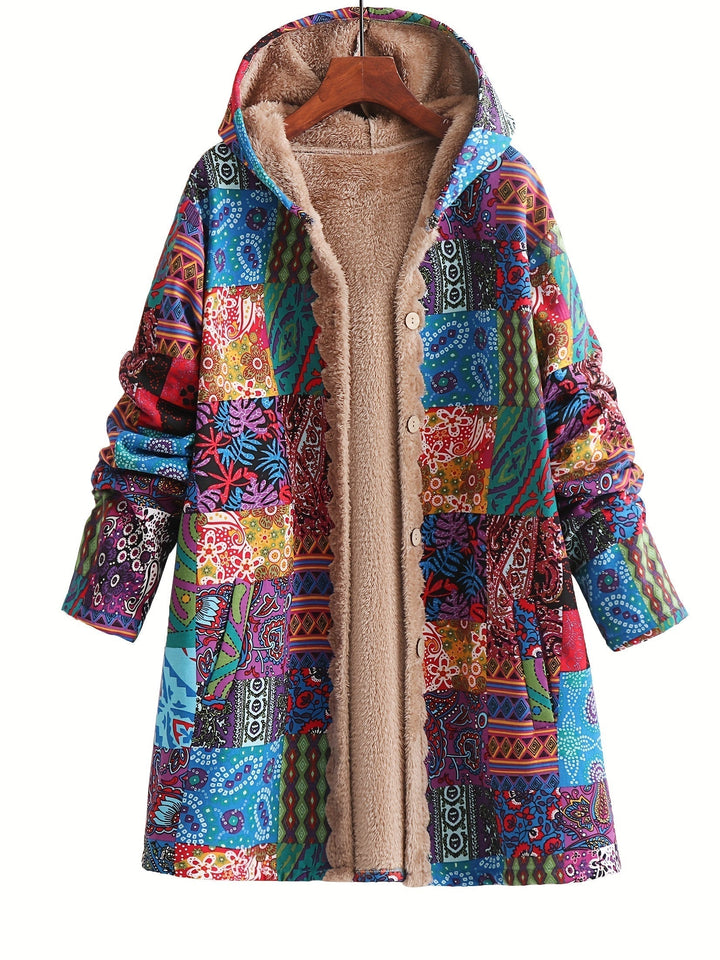Estella | Patchwork Hooded Fleece Winter Coat