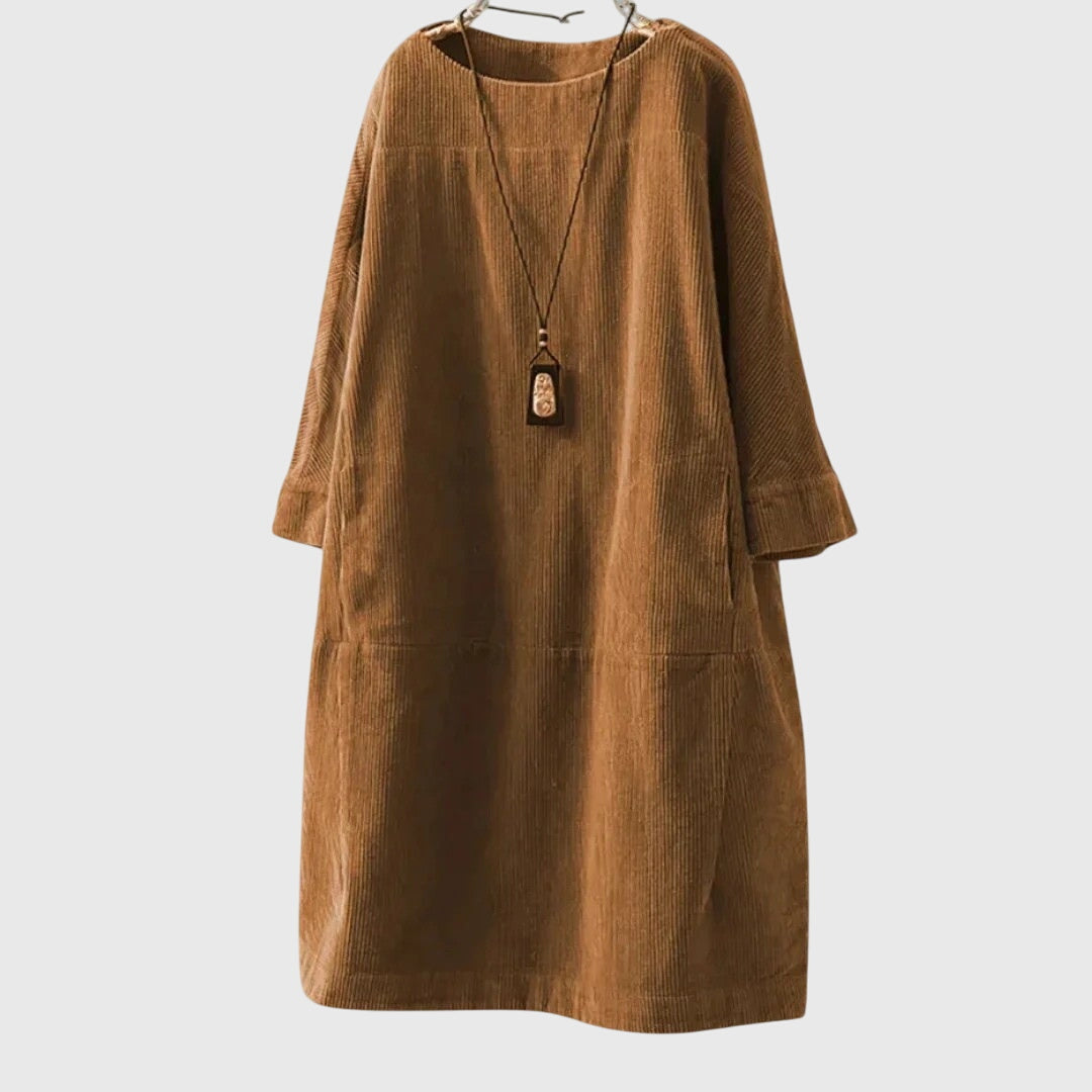 Talia | Corduroy Midi Dress with Pockets
