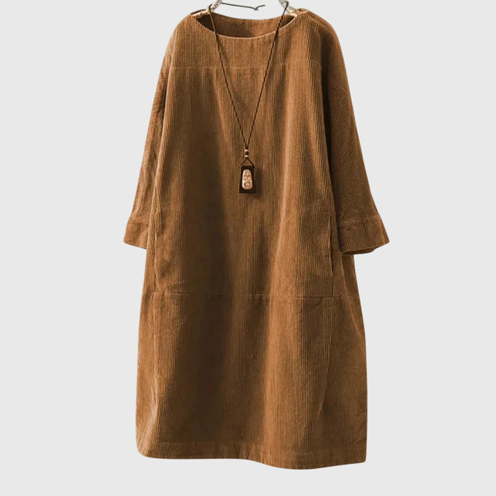 Talia | Corduroy Midi Dress with Pockets