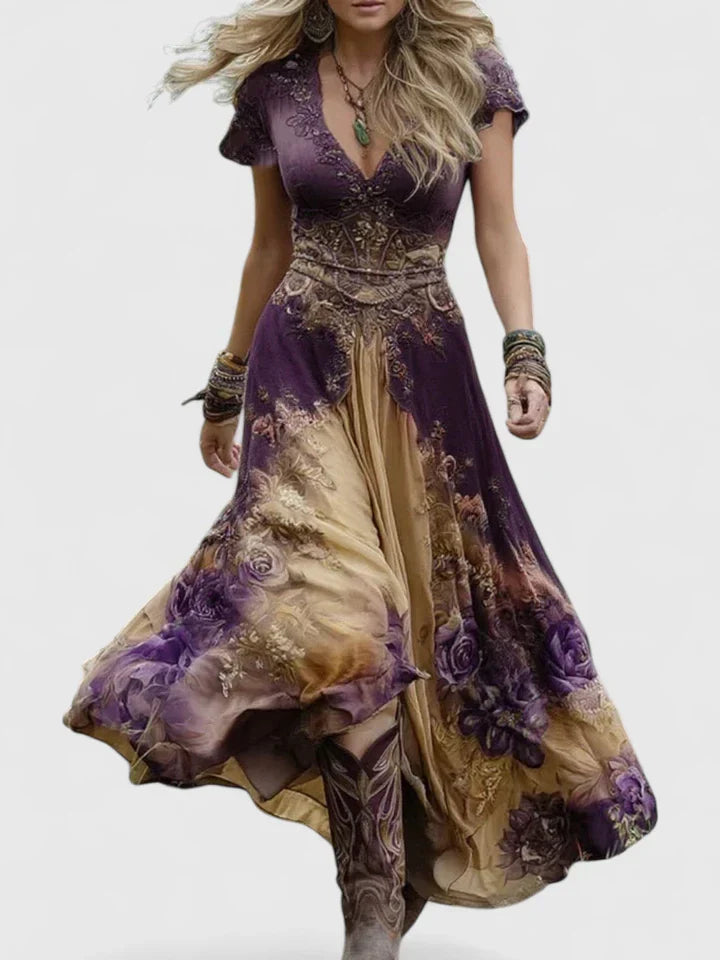 Elowyn | Floral Bohemian Empire Waist Maxi Dress