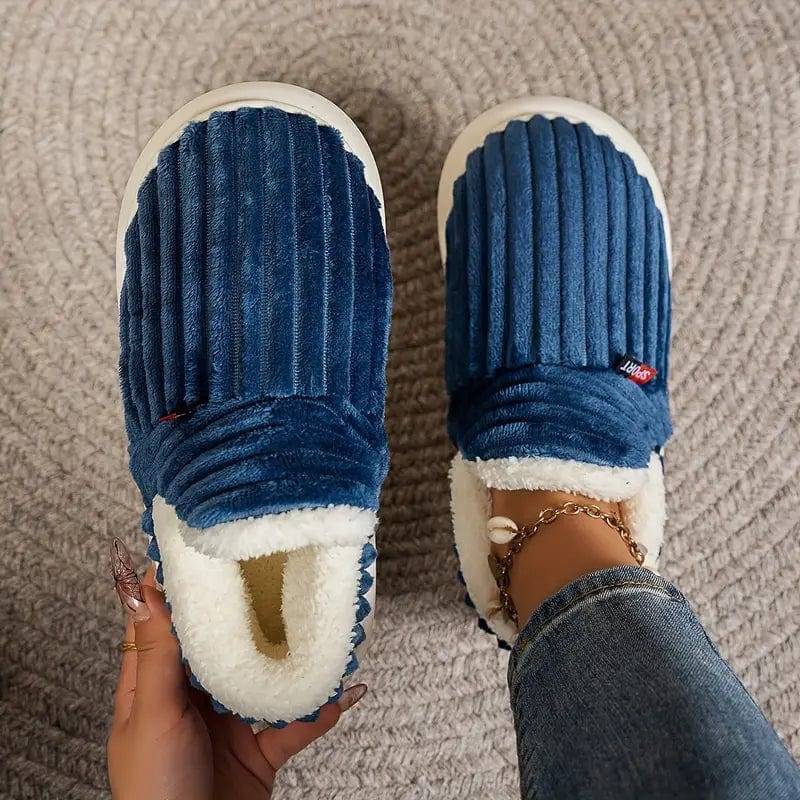 Amberly | Corduroy Faux Fur Slippers with Plush Lining