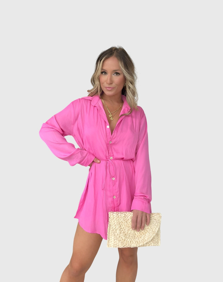 Marjolaine | Button-Up Shirt Dress with Tie Waist