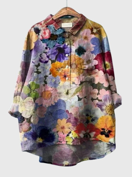 Winona | Floral Print Collared Button-Up Blouse