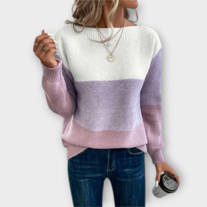 Lucienne | Colorblock Pullover Sweater with Long Sleeves