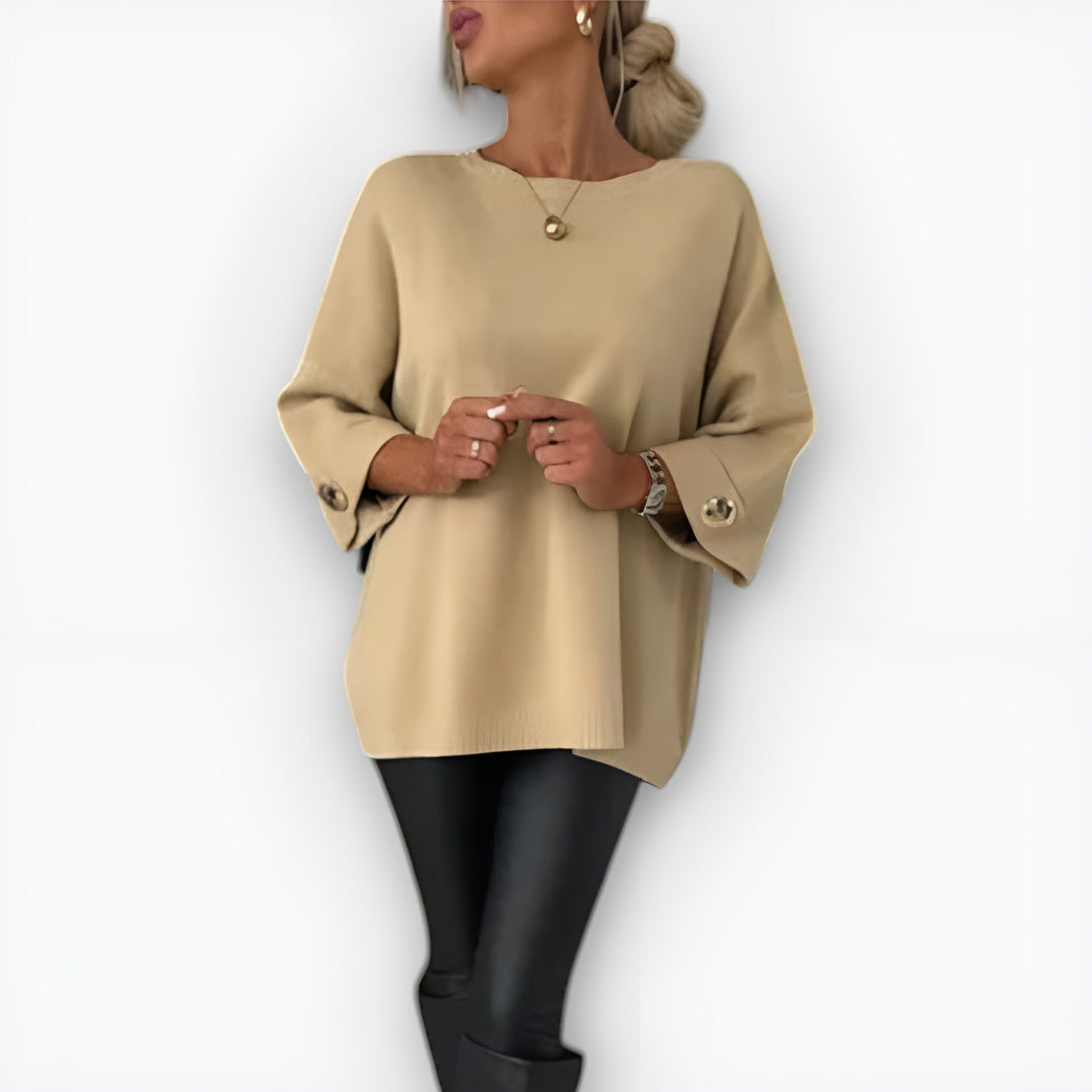 Gail | Long Sleeve Sweater with Button Cuffs