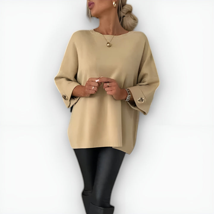 Gail | Long Sleeve Sweater with Button Cuffs