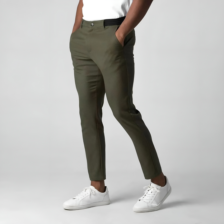 Marcus | Button Waist Slim Tapered Trousers
