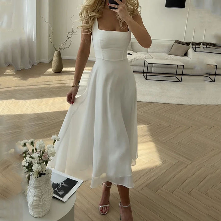 Deyanira | Square Neck Elegant Midi Dress