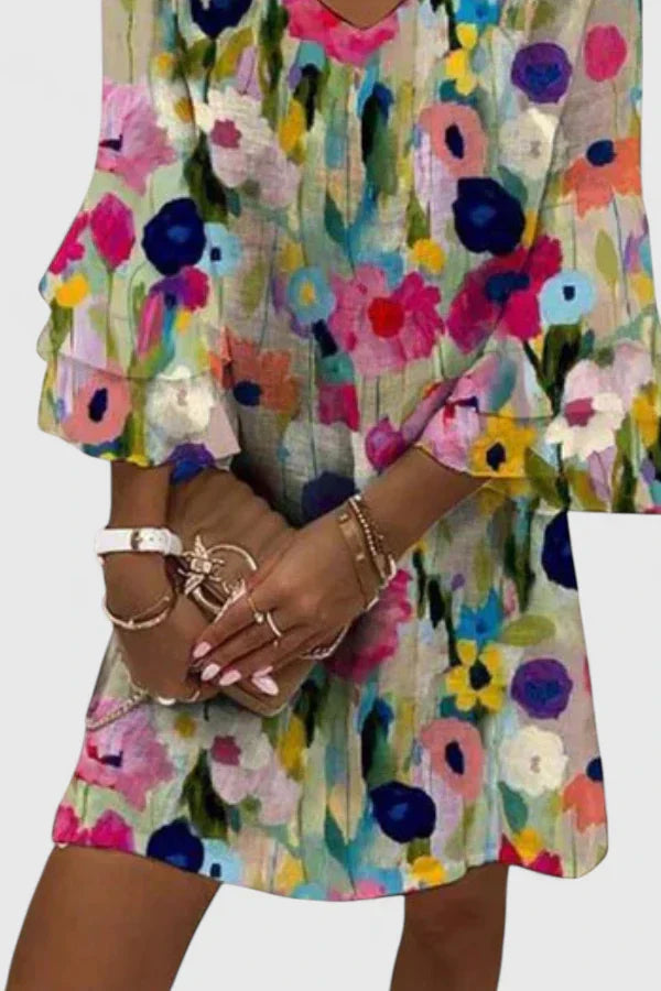 Azzurra | Floral V-Neck Mini Dress