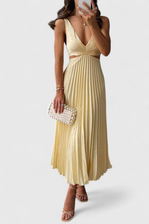 Paloma | Pleated V-Neck Empire Waist Dress