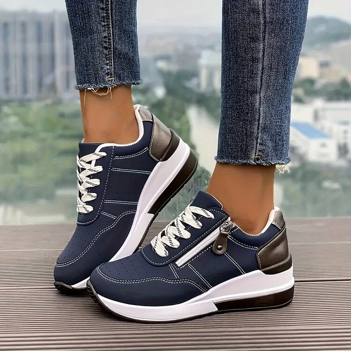 Gwen | Lace-Up Wedge Sneakers with Side Zip