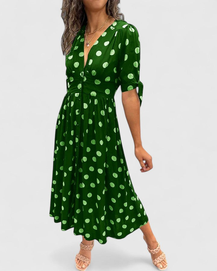 Vivienne | Polka Dot Midi Dress