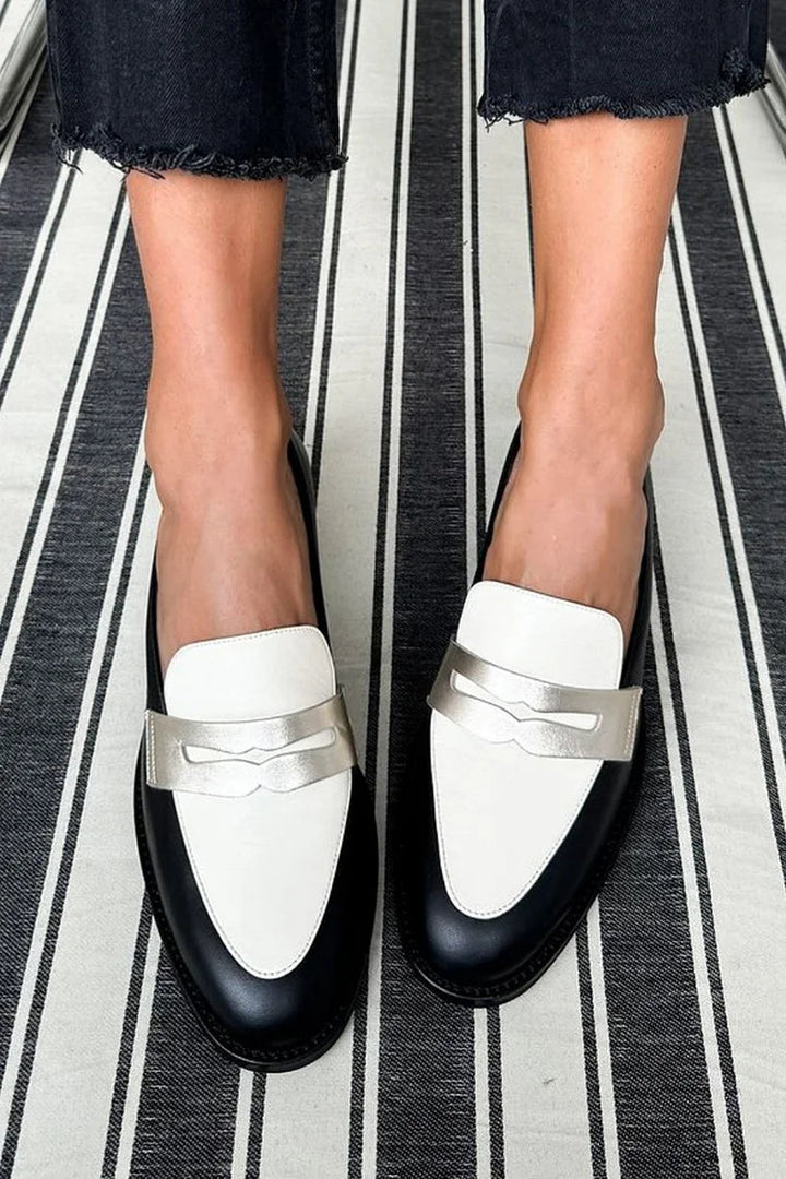 Sally | Black White Two-Tone Slip-On Mens Loafers