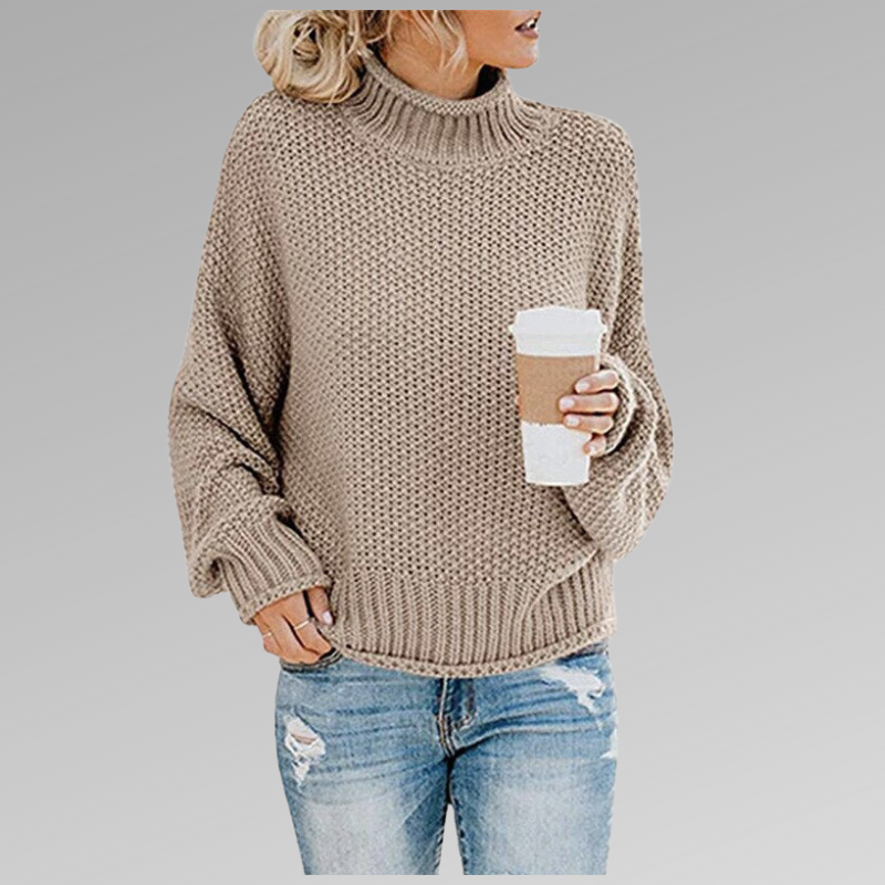 Remedios | Chunky Knit Turtleneck Sweater with Batwing Sleeves