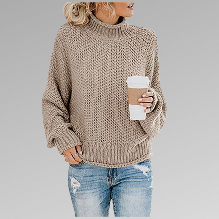 Remedios | Chunky Knit Turtleneck Sweater with Batwing Sleeves