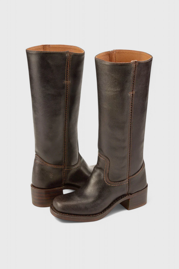 Antonetta | Knee-High Leather Boots with Block Heel